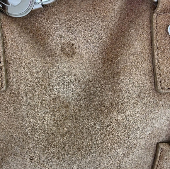Vintage Michael Kors Distressed Brown Suede Tote Bag With Silver MK Lock - Picture 14 of 15
